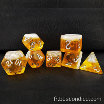 SET DE DICES DE BEAUX BESCON, nouveauté 7pcs Beerdice Polyédral D&amp;D DND Dice Set de 7pcs, Dungeons et Dragons Dice